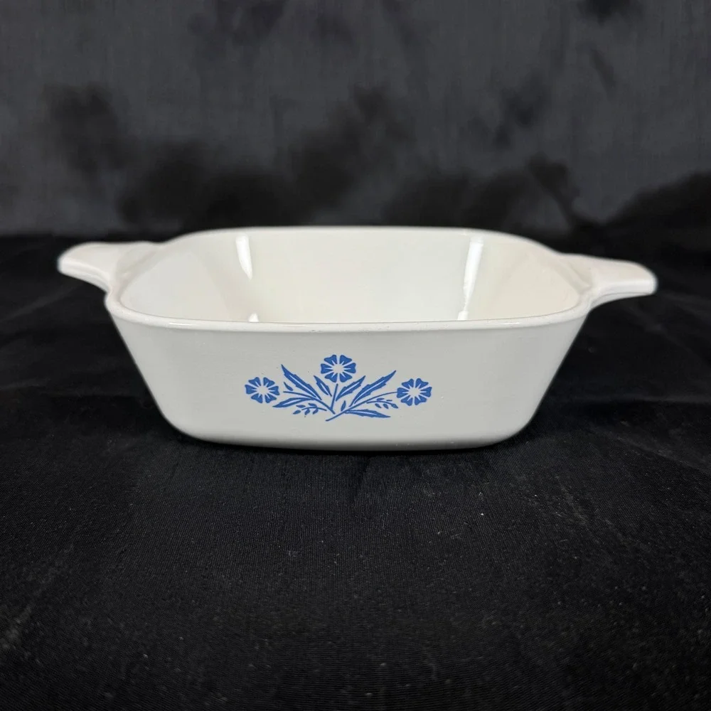 Vintage Corning Ware Blue Cornflower P-41 Petite Pan and White Skillet Set